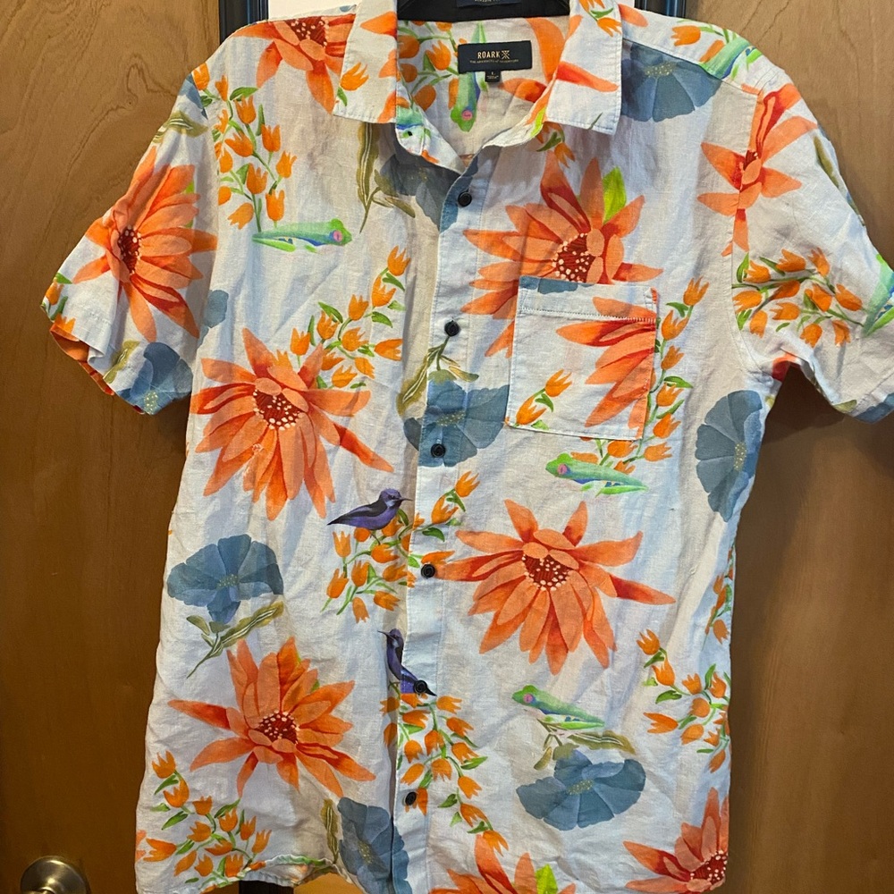 Roark Orange and Blue Floral Men's Shirt